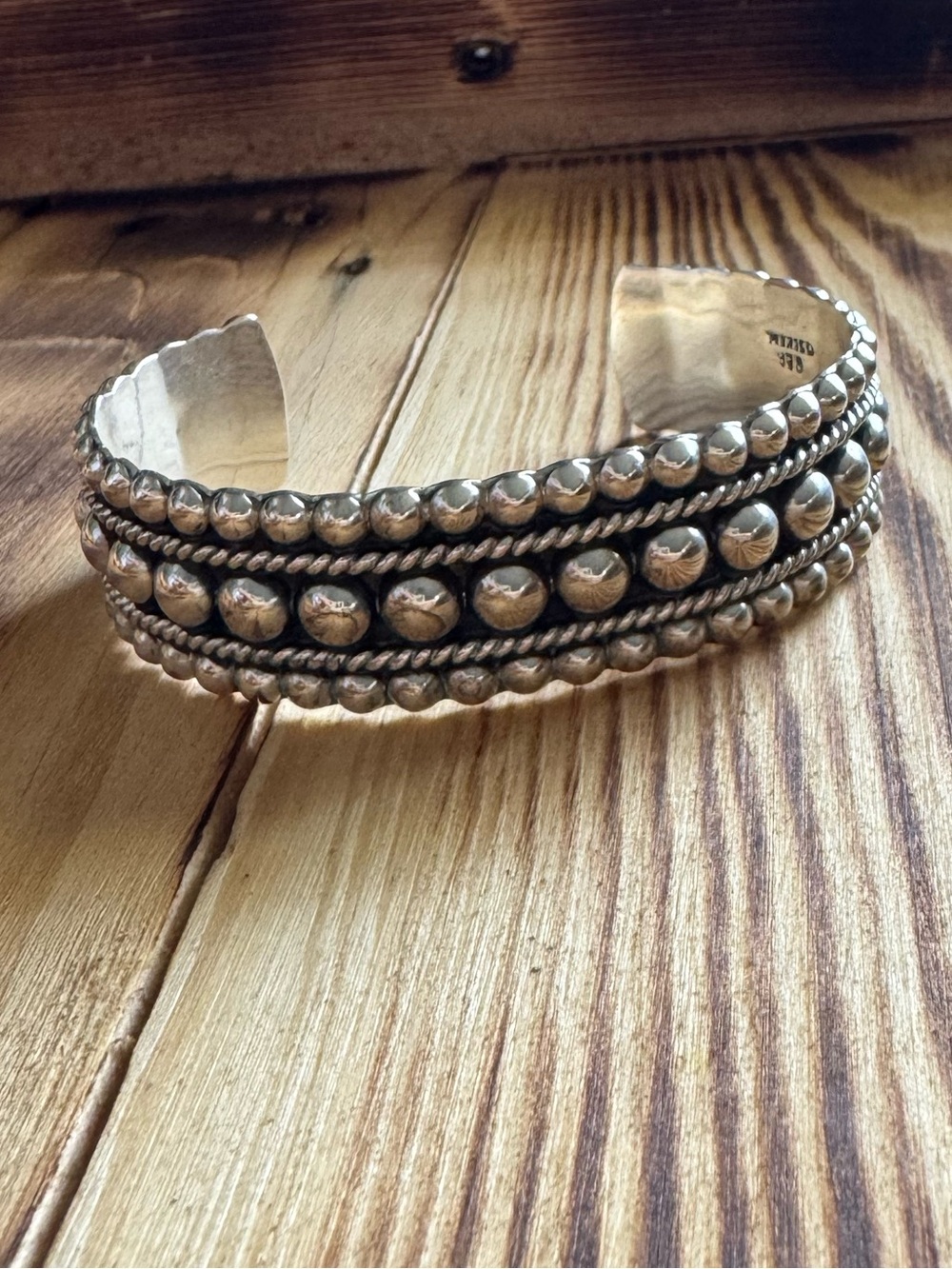 Vintage Taxco Mexico Sterling Silver Beaded Cuff